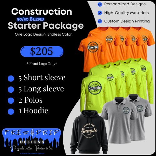 13 Set Construction Starter Pack, 50/50 Blend Front Logo Only