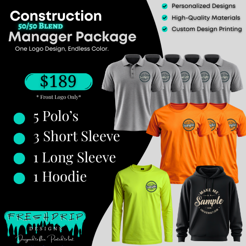 10 Set Managers Pack, 50/50 Blend, Front Logo Only