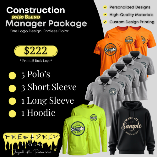 10 Set Managers Pack,50/50 Blend, Front and Back Logo
