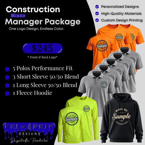 10 Set Managers Mixed Pack, Performance Fit & 50/50 Blend Front and Back Logo