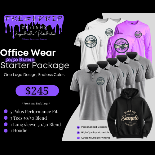 10 Office Wear Bundle, 50/50 Blend and Performance Fit, Front and back Logo Package