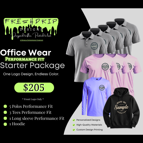 10 Office Wear Bundle, Performance Fit, Front Logo Only Package