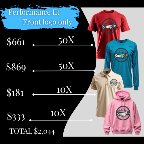 120 Event Bundle, Performance Fit, Front Logo Only Package