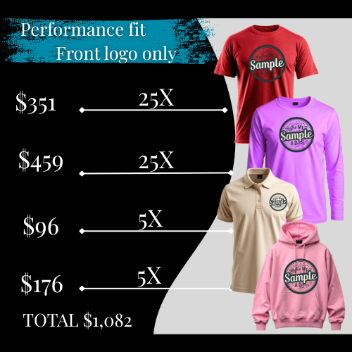 60 Event Bundle, Performance Fit, Front Logo Only Package