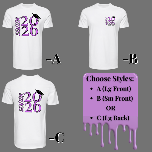 Senior 2026 Grad T-Shirts Bundle of 100, One Logo placement