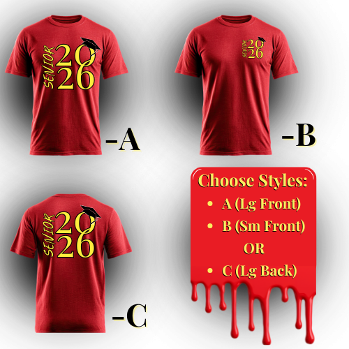 Senior 2026 Grad T-Shirts Bundle of 50, One Logo placement
