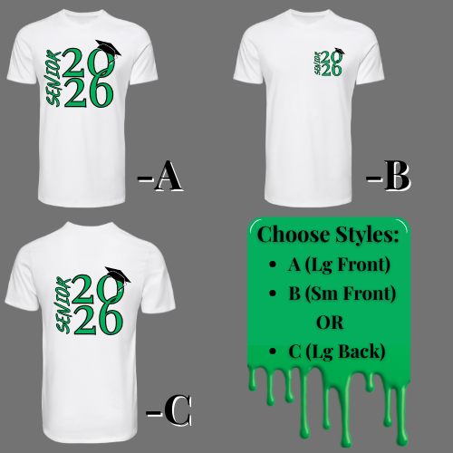 Senior 2026 Grad T-Shirts Bundle of 10, ONE Logo placement